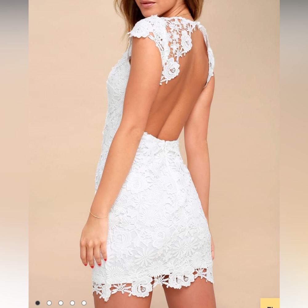 lulus romance language white backless lace dress